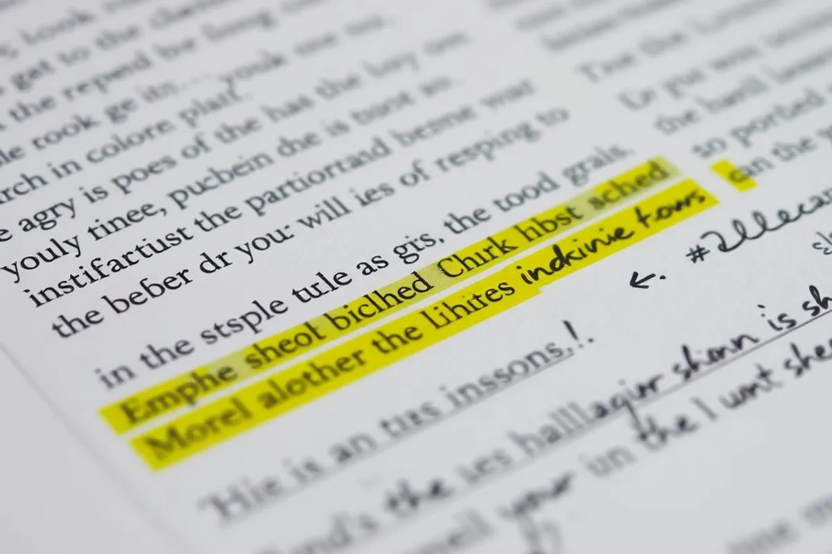 close up of a highlighted report with margin notes