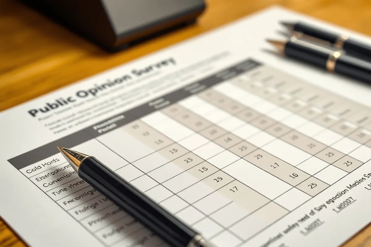 close up of a public opinion survey chart on a desk